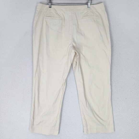 Talbots Pants Womens 16 Cream Chino Crop High Rise Flat Front Straight Leg Capri - Picture 7 of 10